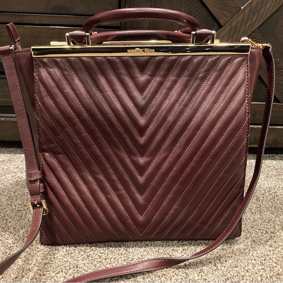 Michael Kors Handbags - Michael Kors Merlot Leather Top Zip Tote Bag